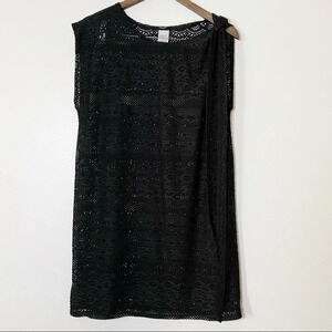 Swim Cover Dress Swimsuit Mesh Cover Open Knit  Asymmetrical Lace Size Medium
